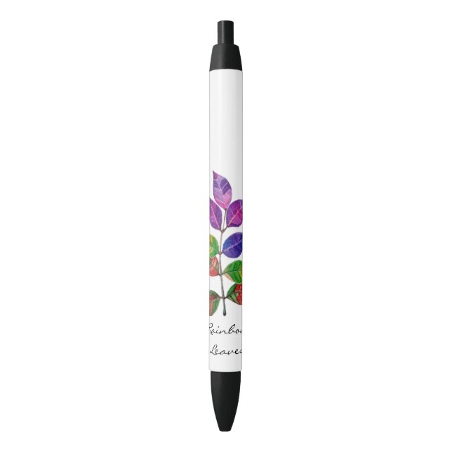 Bolígrafo De Tinta Negra Hojas de arcoiris acuáticas (Frente vertical)