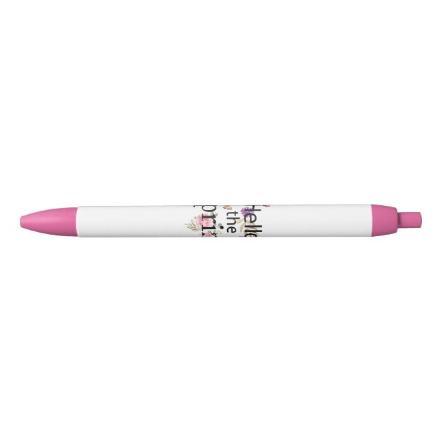 Bolígrafo De Tinta Negra Hola, Flor De Primavera (Anverso)