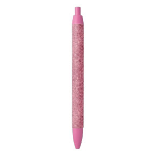 Bolígrafo De Tinta Negra Huella de Leopardo de la Purpurina Girly Pink