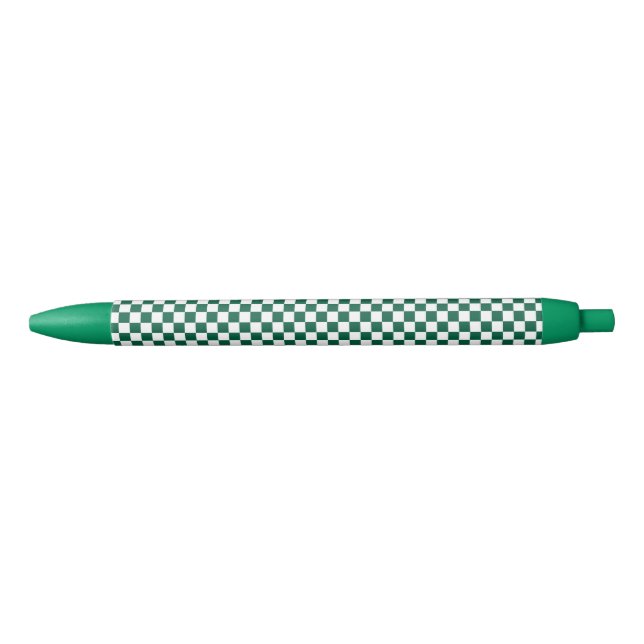 Bolígrafo De Tinta Negra Hunter Green y White Checkered (Anverso)