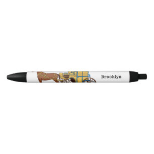 Bolígrafo De Tinta Negra Ilustracion de caballos y carruajes reales