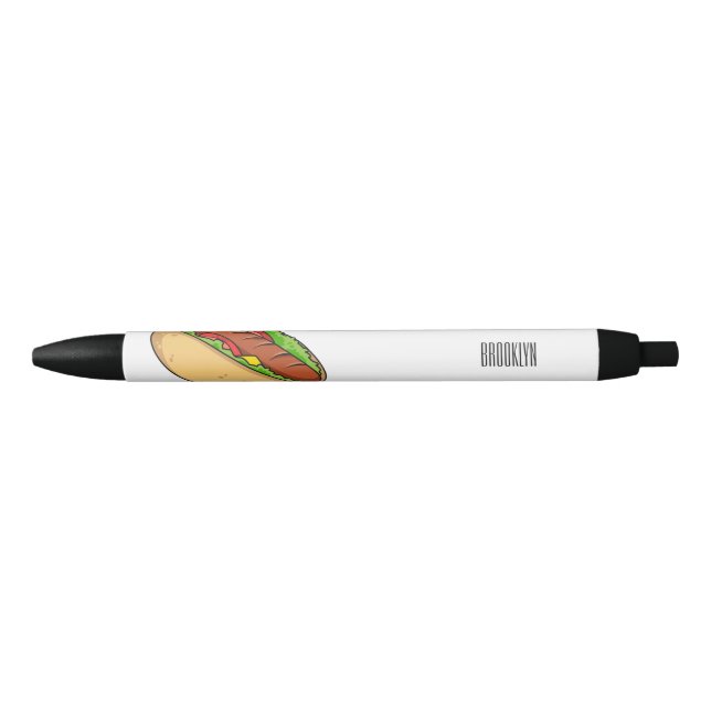 Bolígrafo De Tinta Negra Ilustracion de personalizado de hot dog (Anverso)