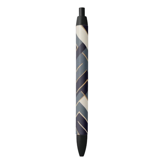 Bolígrafo De Tinta Negra Ilustracion dorado geométrico (Frente vertical)