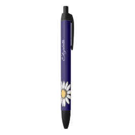 Bolígrafo De Tinta Negra Ilustración floral de margarita de moda en bolígra