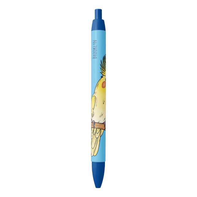 Bolígrafo De Tinta Negra Ilustracion personalizado de aves de Cockatiel (Frente vertical)
