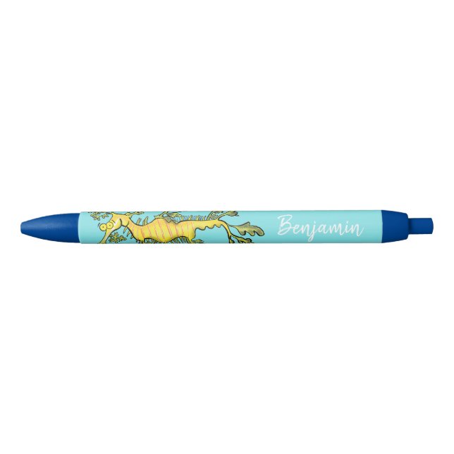 Bolígrafo De Tinta Negra Ilustracion personalizado de dragón marino diverti (Anverso)