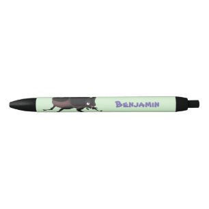 Bolígrafo De Tinta Negra Ilustracion personalizado de escarabajo rinoceront