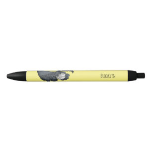 Bolígrafo De Tinta Negra Ilustracion personalizado de pájaro de orejas azul