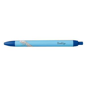 Bolígrafo De Tinta Negra Ilustracion personalizado de pavo real blanco