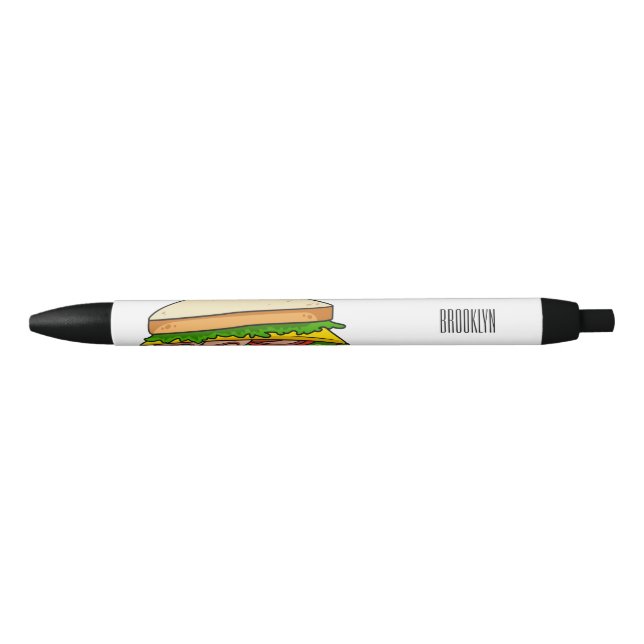 Bolígrafo De Tinta Negra Ilustracion personalizado de sándwich (Anverso)