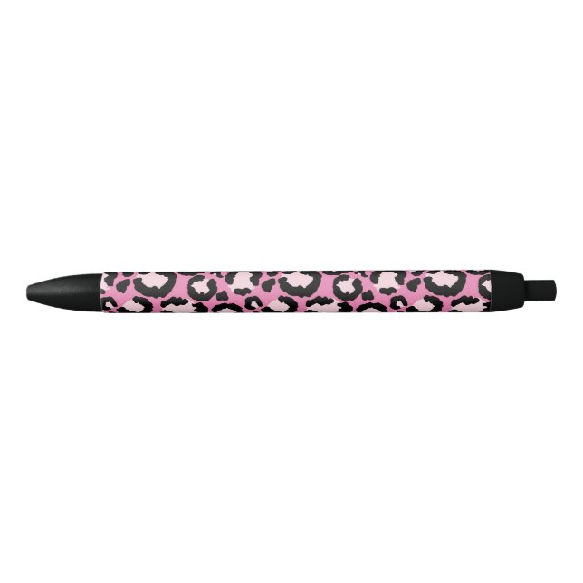 Bolígrafo De Tinta Negra Impresión de leopardo rosa (Anverso)