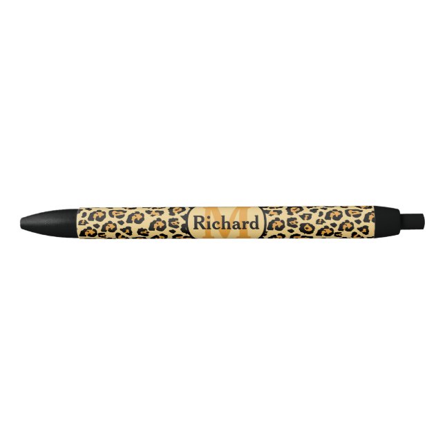 Bolígrafo De Tinta Negra Impresión Personalizada de Leopardo  (Anverso)
