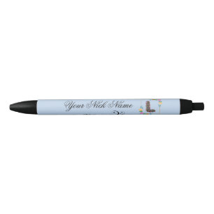 Bolígrafo De Tinta Negra Inicial floral elegante L
