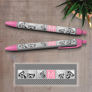 Bolígrafo De Tinta Negra Instagram gris y rosa 5 monograma de Collage de fo