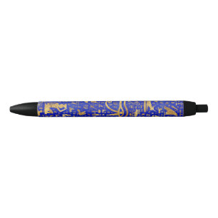 Bolígrafo De Tinta Negra Jeroglíficos egipcios - Lapis Lazuli y Gold