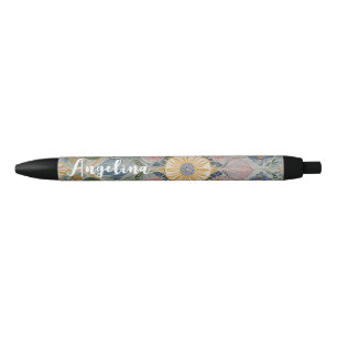 Bolígrafo De Tinta Negra Kaleidoscopio floral personalizado
