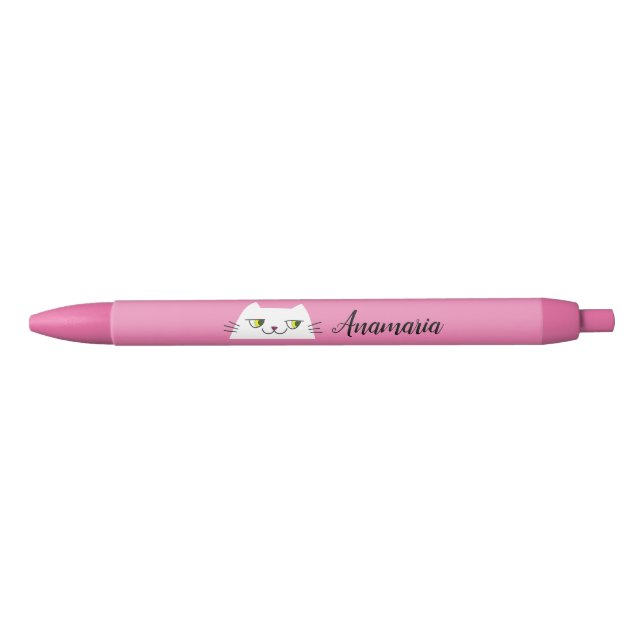 Bolígrafo De Tinta Negra Kawaii Rosa (Anverso)