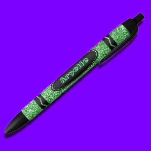 Bolígrafo De Tinta Negra Kelly Green Purpurina Crayon Custom Name Push Pen