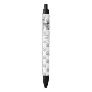 Bolígrafo De Tinta Negra Klee Kai Alaska gris y blanco Perro lindo & nombre