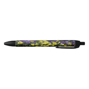 Bolígrafo De Tinta Negra La ladera de los Pansies morado y amarillo