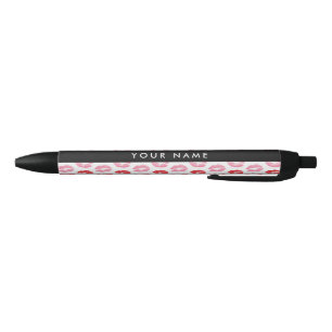 Bolígrafo De Tinta Negra Labios rojos, labios rosados, besos, tu nombre, pe