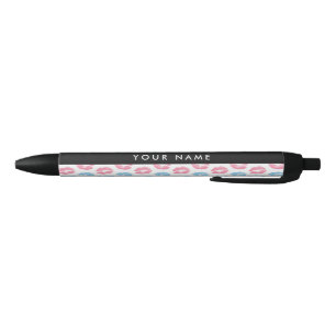 Bolígrafo De Tinta Negra Labios rosados, labios azules, besos, tu nombre, p