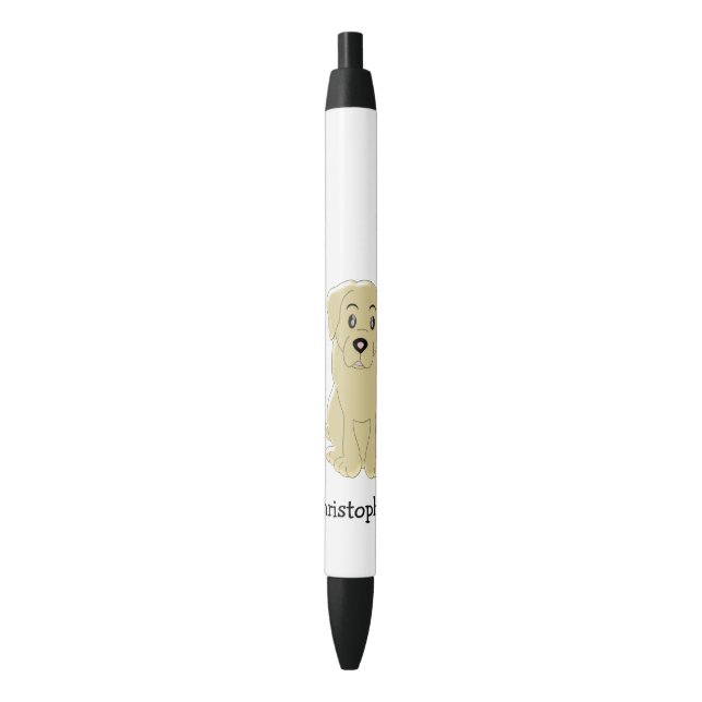 Bolígrafo De Tinta Negra Labrador amarillo personalizado (Frente vertical)