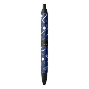 Bolígrafo De Tinta Negra Lacrosse conocido personalizado de los azules