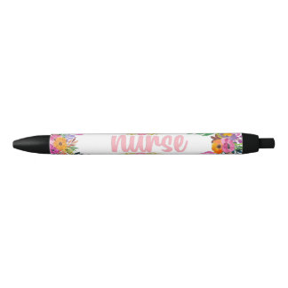 Bolígrafo De Tinta Negra Lámina Floral