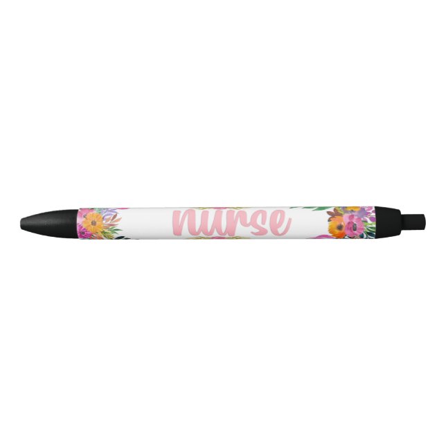 Bolígrafo De Tinta Negra Lámina Floral (Anverso)