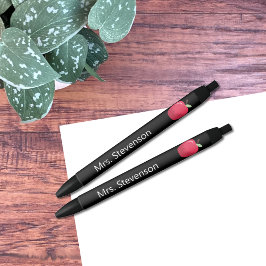 Bolígrafo De Tinta Negra Lápiz de profesora de tinta negra de Apple roja