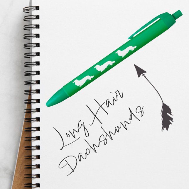 Bolígrafo De Tinta Negra Lápiz de tinta Dachshund largo (Long hair dachshund ink pen - nice wiener dog loving gift)