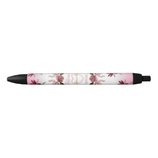 Bolígrafo De Tinta Negra Lápiz para futuras enfermeras florales rosadas
