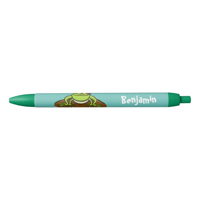 Bolígrafo De Tinta Negra Las ranas gobiernan personalizado de rana verde di (Anverso)