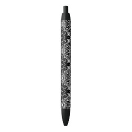 Bolígrafo De Tinta Negra Lazo floral blanco
