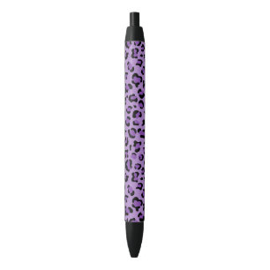 Bolígrafo De Tinta Negra Leopard Print, Leopard Spots, Purple Leopard