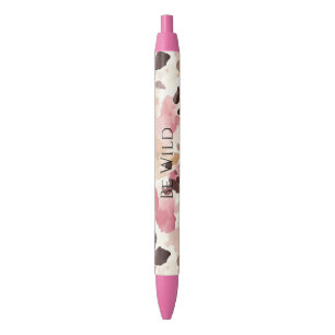 Bolígrafo De Tinta Negra Leopardo marrón crema rosa