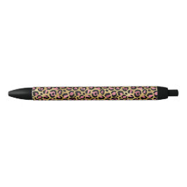 Bolígrafo De Tinta Negra Leopardo rosa y dorado