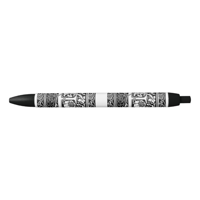 Bolígrafo De Tinta Negra Letra F Monograma medieval Art Nouveau (Anverso)