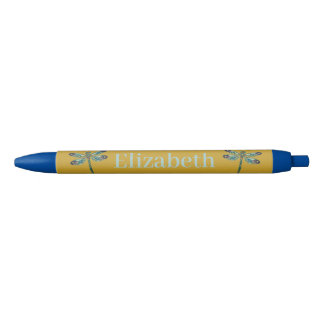 Bolígrafo De Tinta Negra Libélula Mística Nombre Personalizado