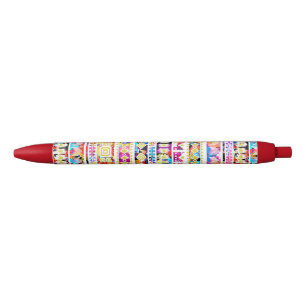 Bolígrafo De Tinta Negra Lindo patrón azteca tribal colorido