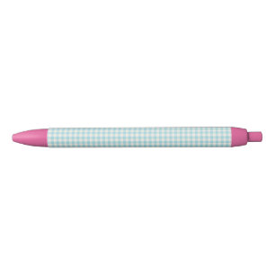 Bolígrafo De Tinta Negra Lindo Patrón de Cuadro de Gingham Azul Acuático Vi