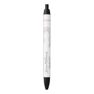 Bolígrafo De Tinta Negra Línea minimalista Art Larga Wavy Natural Hair Styl