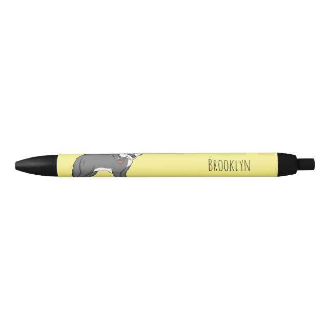 Bolígrafo De Tinta Negra Lobo gris con ilustracion de personalizado de tube (Anverso)