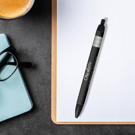 Bolígrafo De Tinta Negra Logo del negocio del nombre del monograma blanco n