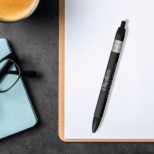 Bolígrafo De Tinta Negra Logo del negocio del nombre en blanco negro monogr