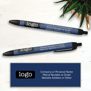 Bolígrafo De Tinta Negra Logotipo básico de Office para empresas - 3 líneas