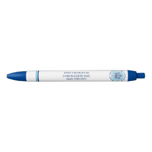 Bolígrafo De Tinta Negra Logotipo de coronación de texto de HRH King Charle