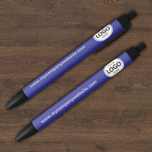 Bolígrafo De Tinta Negra Logotipo de la empresa personalizado y azul de tex