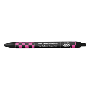 Bolígrafo De Tinta Negra Logotipo de la empresa rosa comprobada: regalo de 